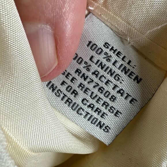 J Peterman Vvintage Inspired 100% Linen Ivory Button Front Blazer Jacket 16￼ - Picture 8 of 8